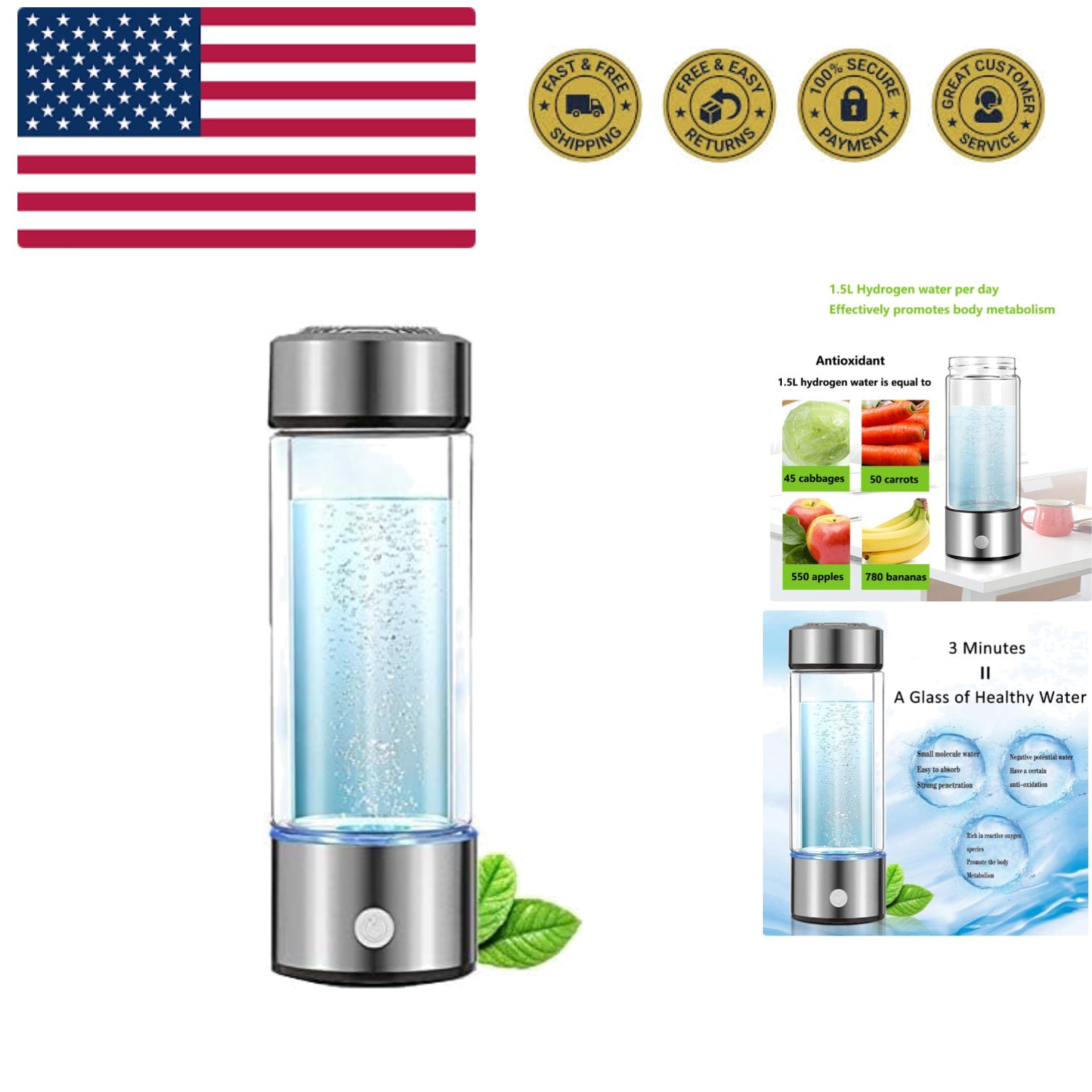 Hydrogen Water Bottle, Hydrogen Water Generator Gifts for Mo