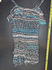 Epic Threads Girls Geo Aztec Print Romper Bibbed Spaghetti Straps Pockets Medium