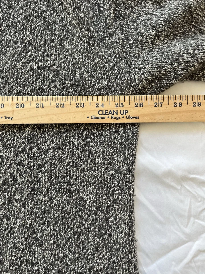 J. Jill Pura Lana Gris Negro Blanco Moteado Marpeado Frontal Abierto Suéter Bolsillos L Foto 4 de 4