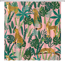 Leopard Shower Curtain Wildlife Animal Leopard Asian Pink Cheetah Tiger Tropical