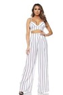 2 pieces stripe top and pants set comes in to color white And gray and