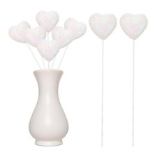 6 Pcs Glitter Heart Shaped Picks Puffy Foam Hearts Floral Sparkly Stick for V...