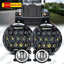 7" LED Headlights DRL + 4" LED Fog Light For Freightliner Century Class Coronado