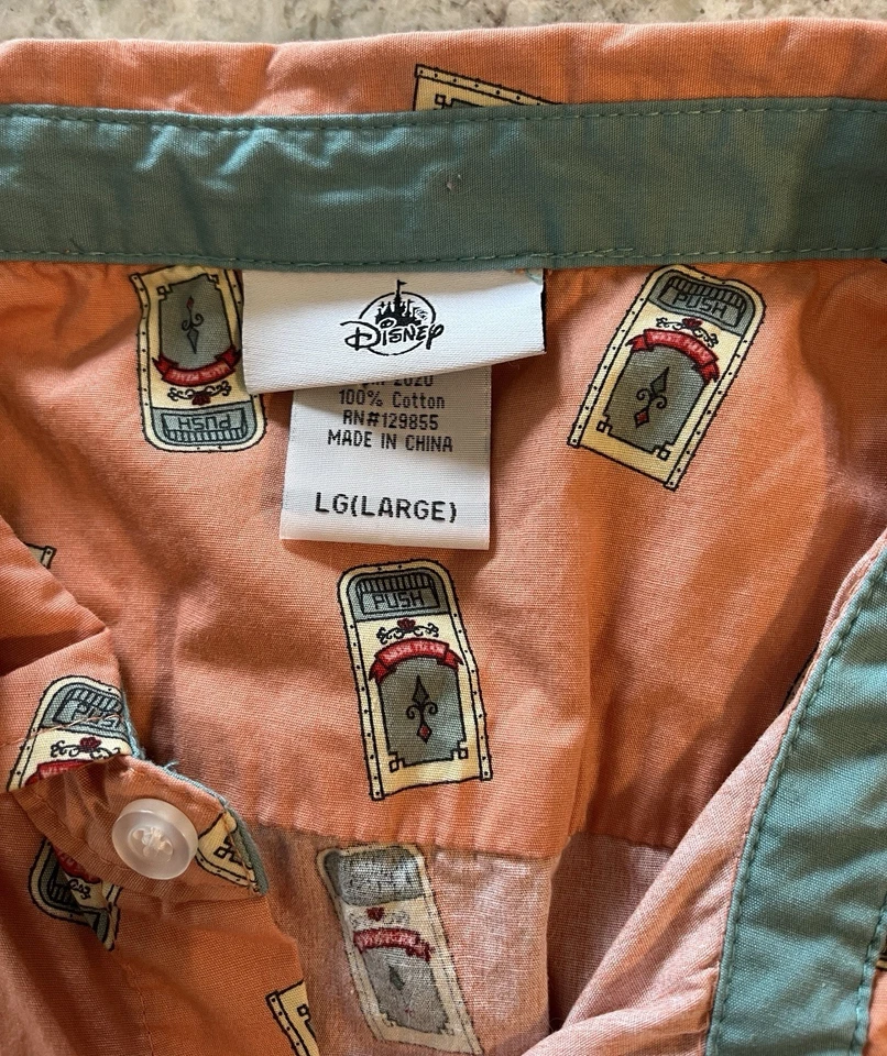 Camisa Bote de Basura Parques Disney Naranja - Melocotón Abotonada Manga Corta Niños Talla L Foto 3 de 4