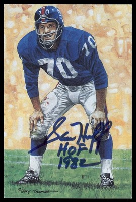 Sam Huff Signed 1989 Goal Line Art GLAC Football Postcard Auto *GL11