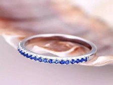 14K White Gold Plated 1Ct Round LabCreated Blue Sapphire Women's Wedding Ring