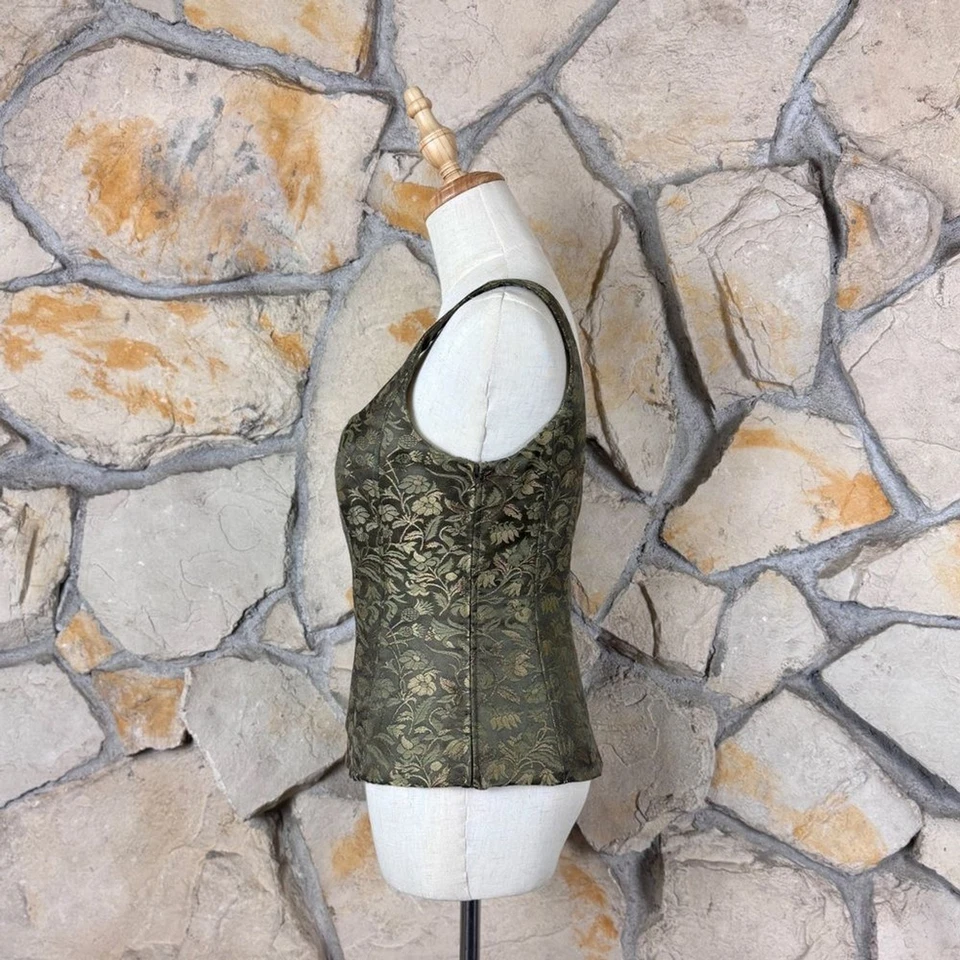 NWT Ralph Lauren Black Label Silk Jacquard Corset Bustier Forest Moss | 10 - Image 3 of 4