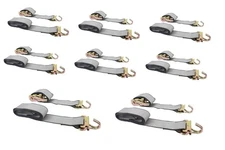 8 Pack 2''x12' E Track Ratchet Strap w/ J Hook for Enclosed Trailers, 3000 lbs