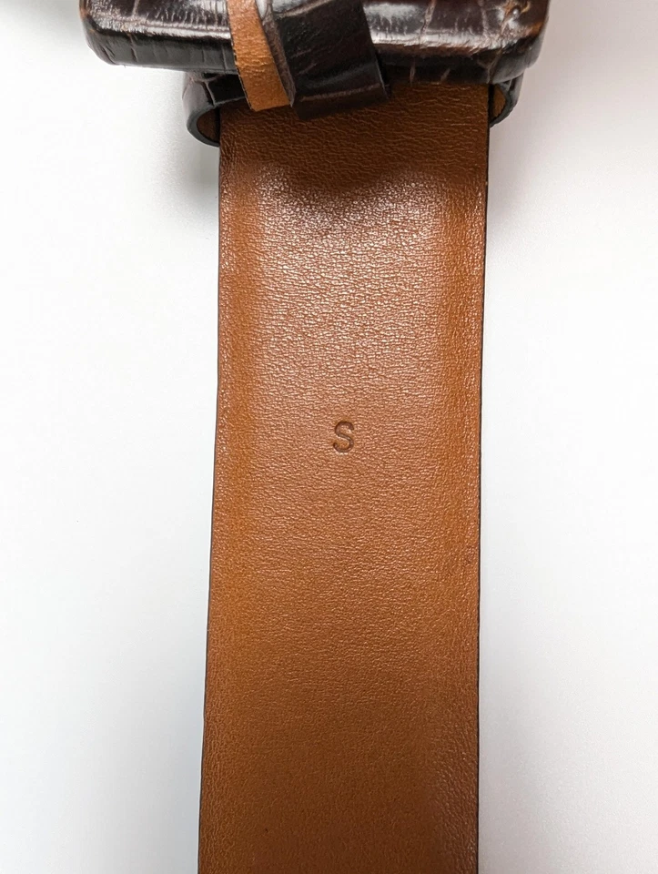 Cinturón Ralph Lauren Croc Cuero Genuino Repujado Marrón Hebilla Rectangular Talla S Foto 4 de 4