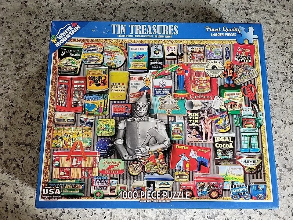 White Mountain Tin Treasures  1000 Piece Puzzle Complete Lois Sutton Tinman - Image 2 of 4