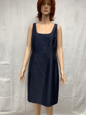 Tahari Womens Navy Blue Midi Dress 14P Lined 36” Long