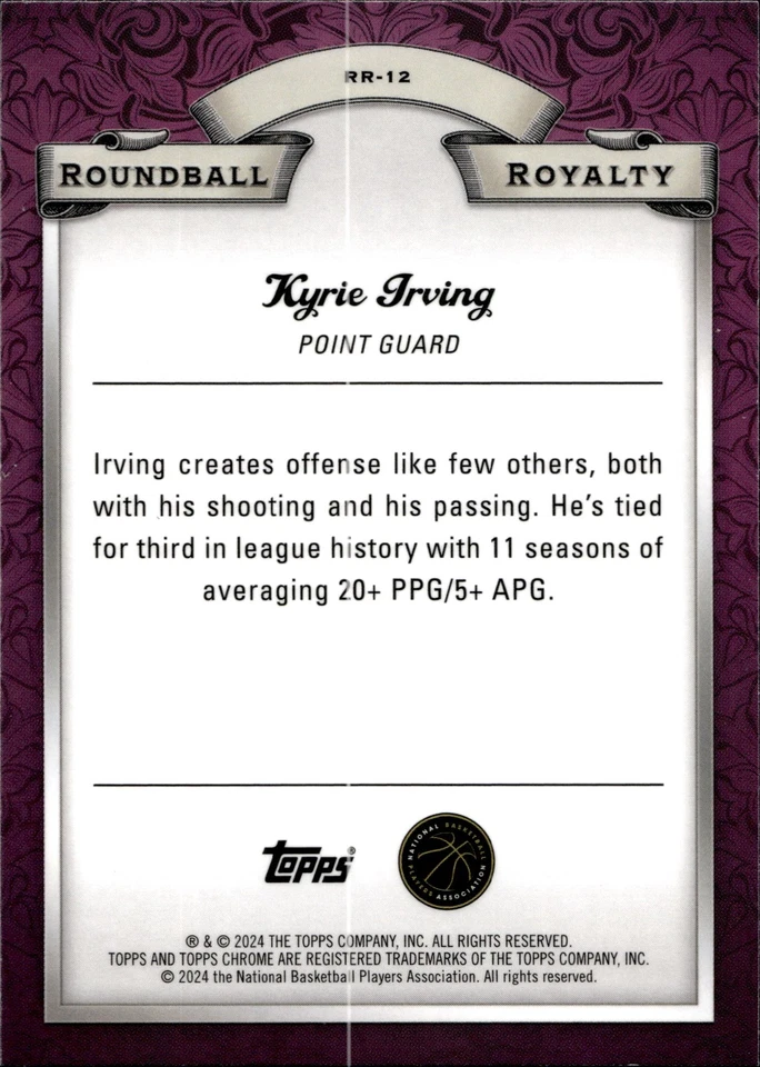 2023-24 Topps Chrome #RR-12 Kyrie Irving Roundball Royalty - Image 2 of 2