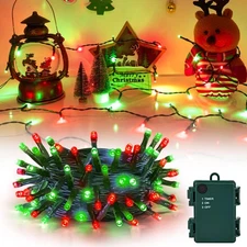 Red and Green Christmas Lights Battery Operated Outdoor Waterproof, Christmas...