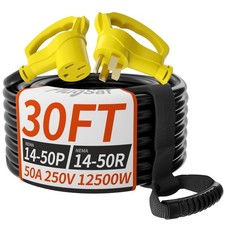 NEMA 14-50P/14-50R 30 FT 50 Amp RV/EV Extension Cord Outdoor with Grip Handle...