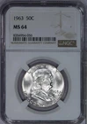 1963 Franklin Half Dollar 50c NGC MS64 - Fresh Coin and Holder!