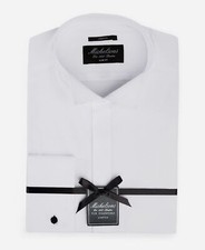  85 Michelsons Mens Classic-Fit White French-Cuff Tuxedo Dress Shirt 17.5 36/37