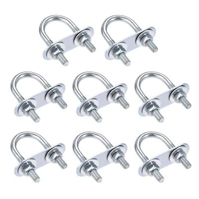 UXCELL 8 Sets Round U-Bolt 20mm Inner Width 50mm Length Steel M6 with Nut Plate Washer