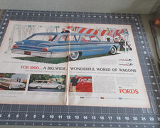 1960 Ford Country Sedan Light Blue Station Wagon Art 2-page Vintage Print Ad 1960 Ford Country Sedan Light Blue Station Wagon Art 2-page Vintage Print Ad