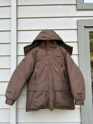 Marmot Men's Medium Goose Down Hooded Gore-Tex Jacket Parka Goretex WARM Mammoth