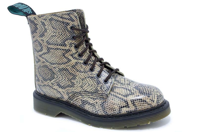 Solovair Fabriqué En Angleterre Œil Bateau Gris Faux Serpent Hi