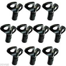 10 LOT open slip on flexible rubber plastic mic clip holder for microphone stand