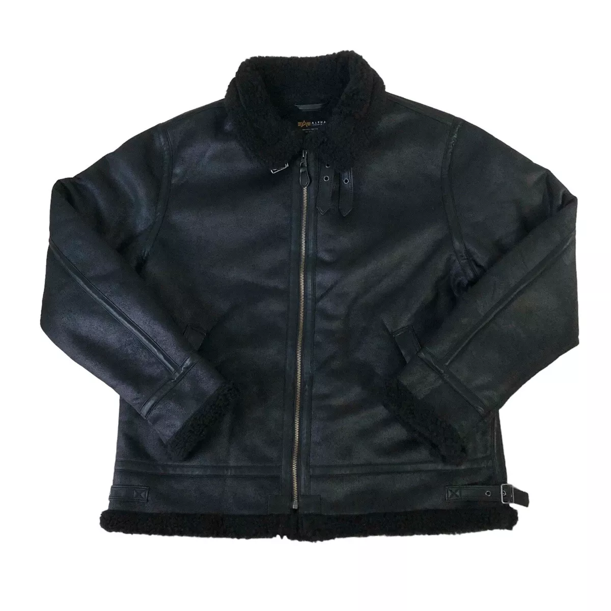 ALPHA INDUSTRIES B 3 SHERPA MOD MILITARY BOMBER JACKET BLACK MENS