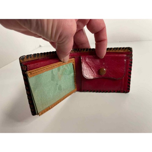 Vintage Child's Leather Tooled Wallet with Sports Theme - Picture 7 of 8