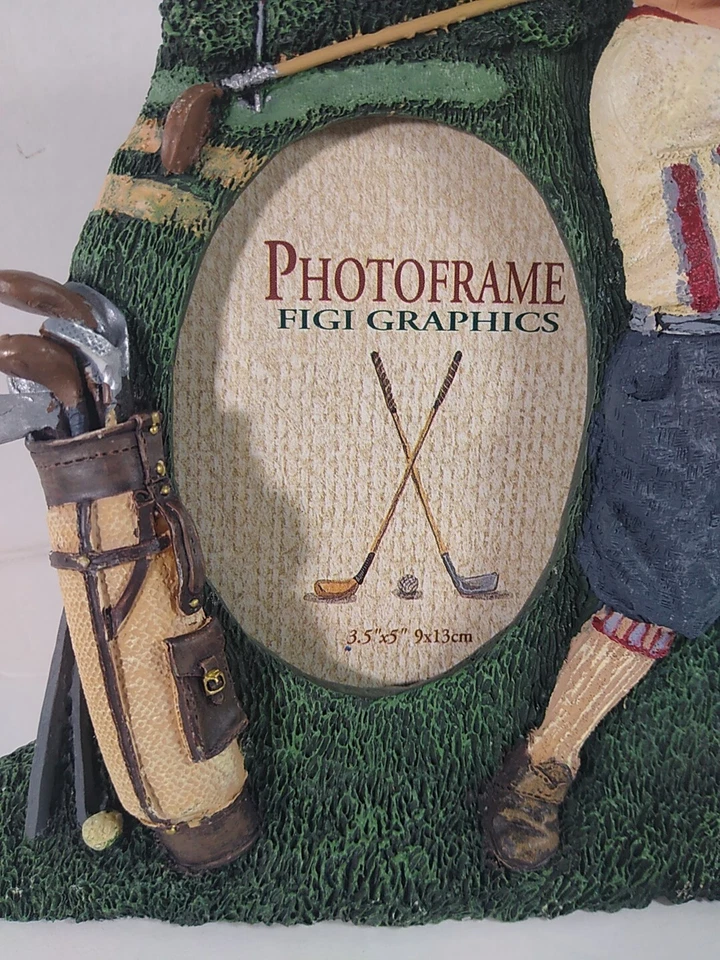 Marco de fotos - Golfista vintage 3,5 x 5" ovalado foto resina 3D Foto 2 de 4