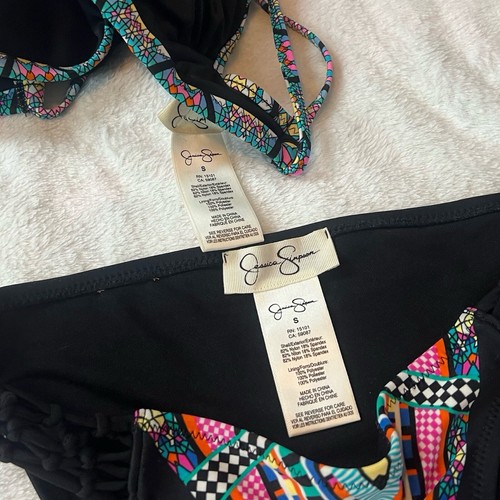 NUEVO Bikini Hipster Jessica Simpson Venice Beach Cuello Alto Negro Azul Verde Rosa - Imagen 6 de 11