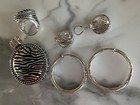 Premier Designs Safari Zebra Jewelry Magnetic Pendant Earrings Ring Silver Black — photo 7