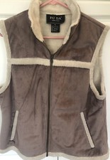 Fuda New York Women's Brown Fleece Full Zip Vest Size Large