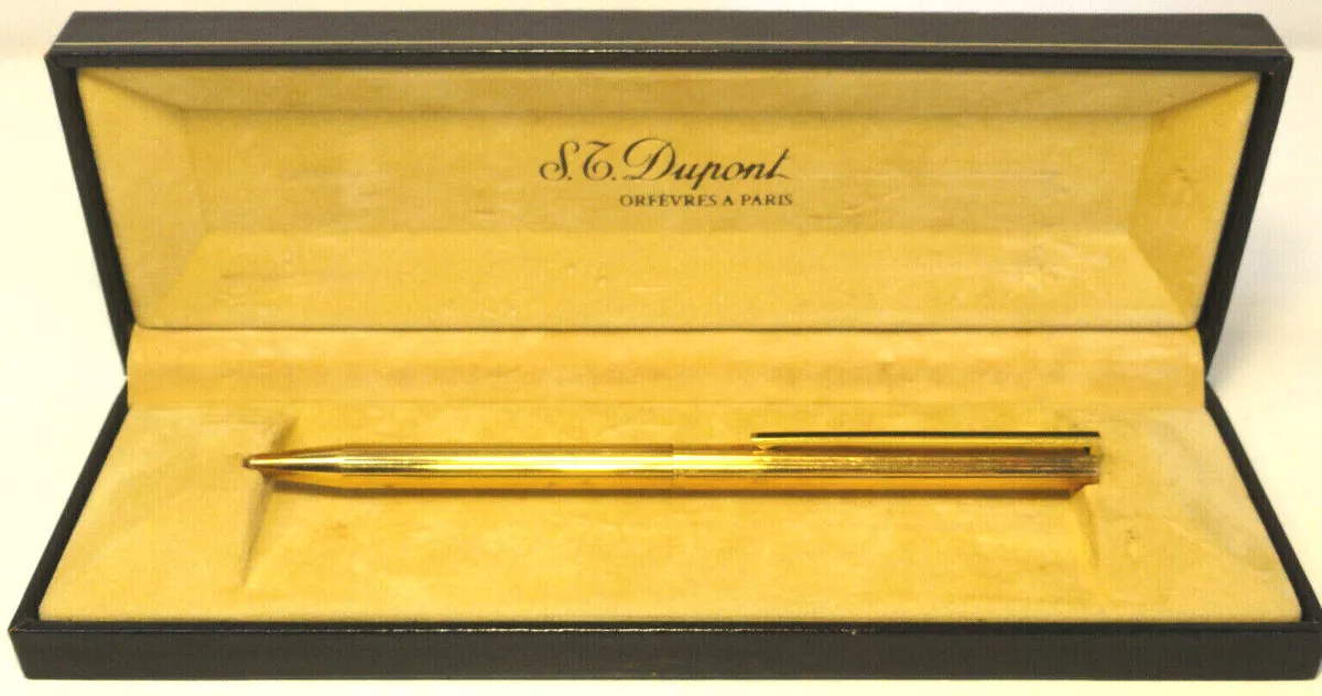 Vintage Pen S.T. Dupont Orfevres A Paris Ballpoint Blue Ink w Case