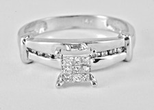 .25ctw Princess Cut Diamond W/ Accents Engagement Ring 14k White Gold Size 9