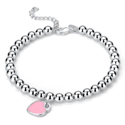 Beads Linked Charm Bracelet 925 Sterling Silver Women Girls Jewellery Gift UK - Image 1 of 4