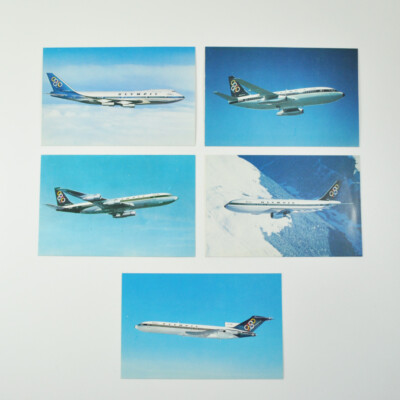 5 Olympic Airways Postkarten - Cards - Airbus A300 - Boeing 707-320 - 747-200B