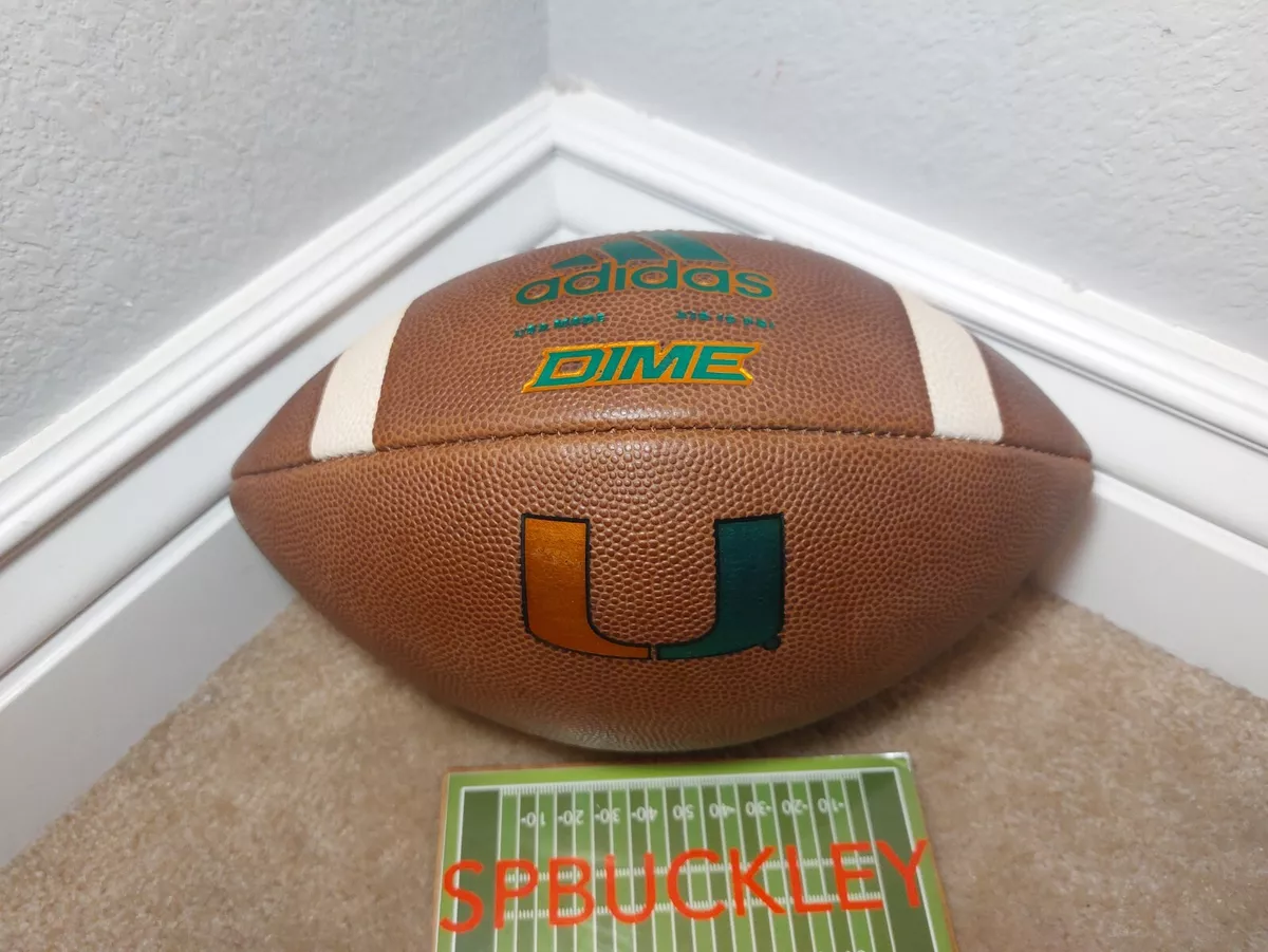 ADIDAS DIME NCAA MIAMI HURRICANES TEAM ISSUED FOOTBALL BALL, NEW