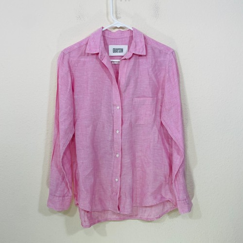 Grayson Frank & EileenThe Hero 100% Linen Button Down Shirt Pink Womens 02/Small