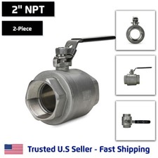 2" 2-Piece Full Port Ball Valve, Stainless Steel, NPT Threaded SS, 1000 WOG