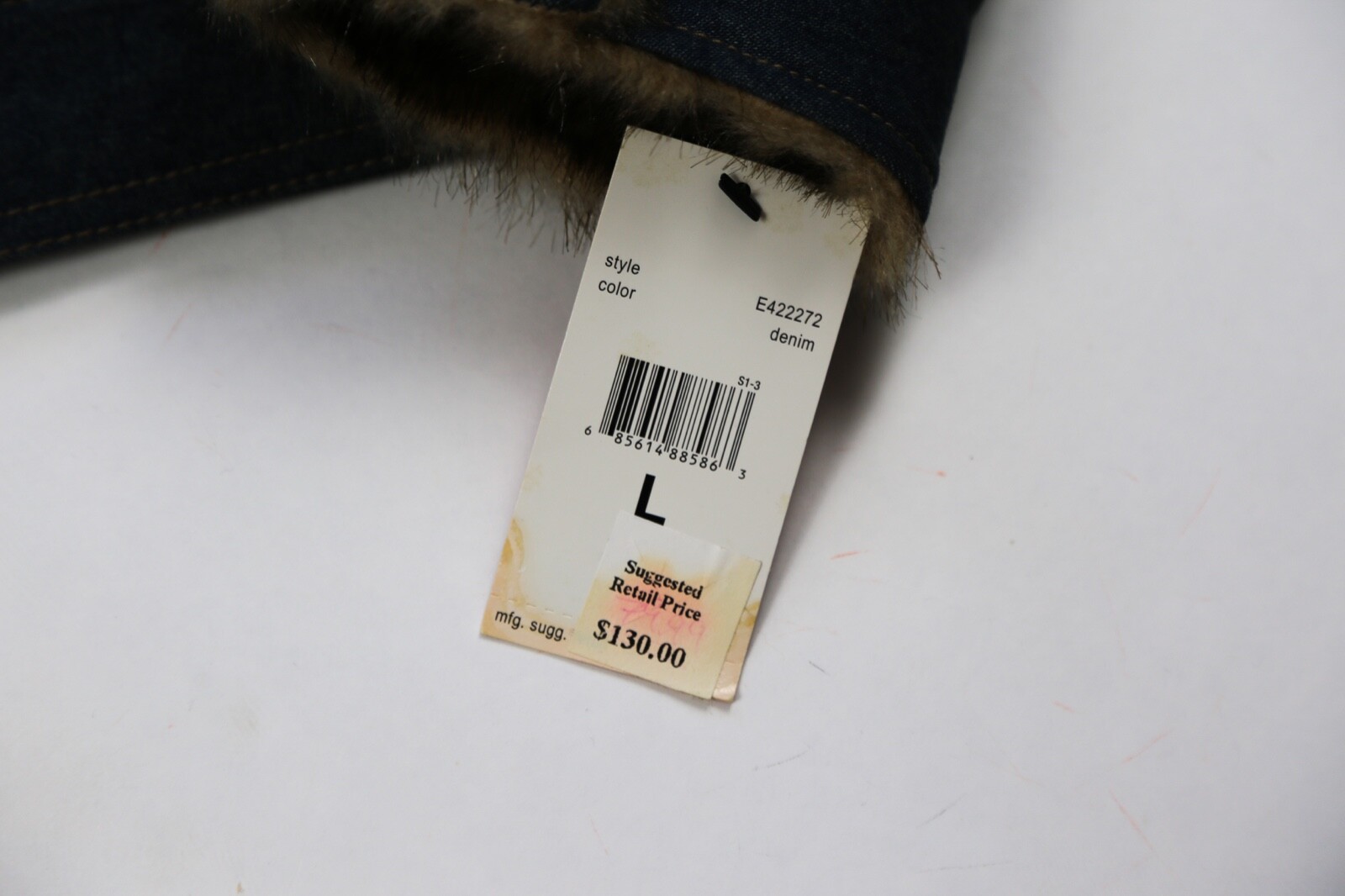 Vintage ESPRIT Insulated Dark Denim Faux Fur Jacket Coat Women's Small