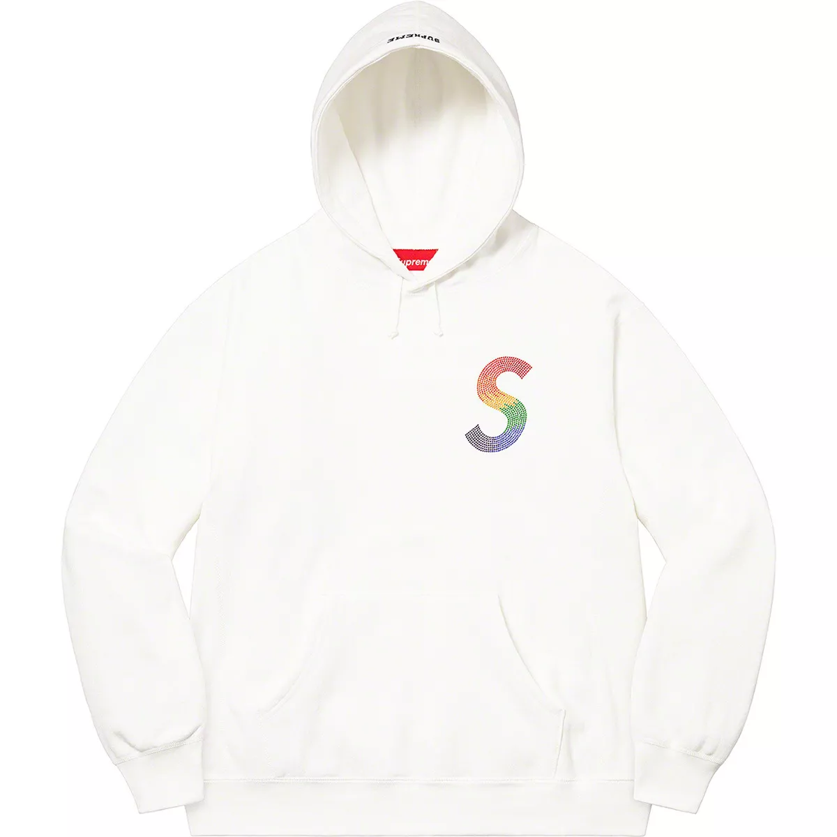 🔥 Supreme Swarovski S Logo Hooded Sweatshirt Large White ✈️FAST SHIPPING✈️