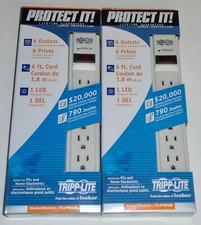 NEW LOT OF 2 TRIPP LITE TLP606 790 JOULES POWER STRIPS - 6 FT CORD