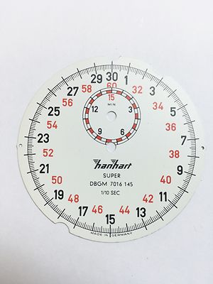 Hanhart Super 1/10 Sec Stoppuhr Zifferblatt Dial  d=48mm weiß  AVS12113 BC6
