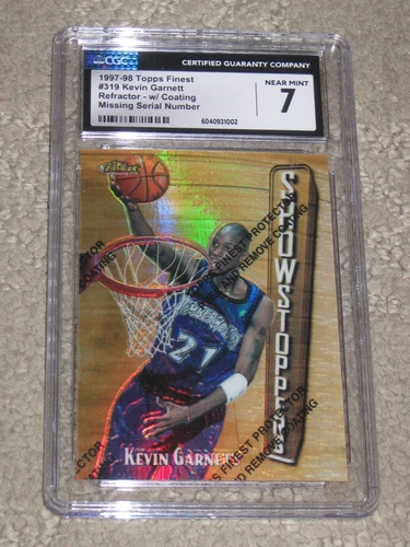 1997-98 Topps Finest Refractor Kevin Garnett #319 with Coating Near Mint CGC 7