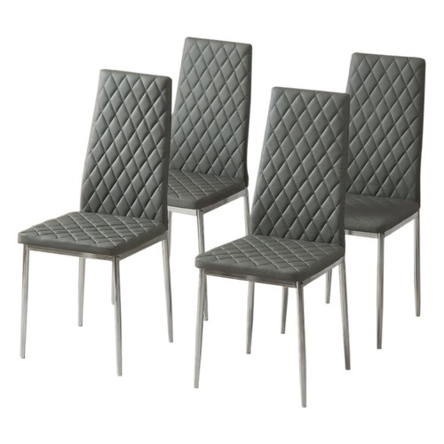 Glass Dining Table and 2/4/6 Chairs Set Glass Top PVC Leather for Home Office - Picture 16 of 36