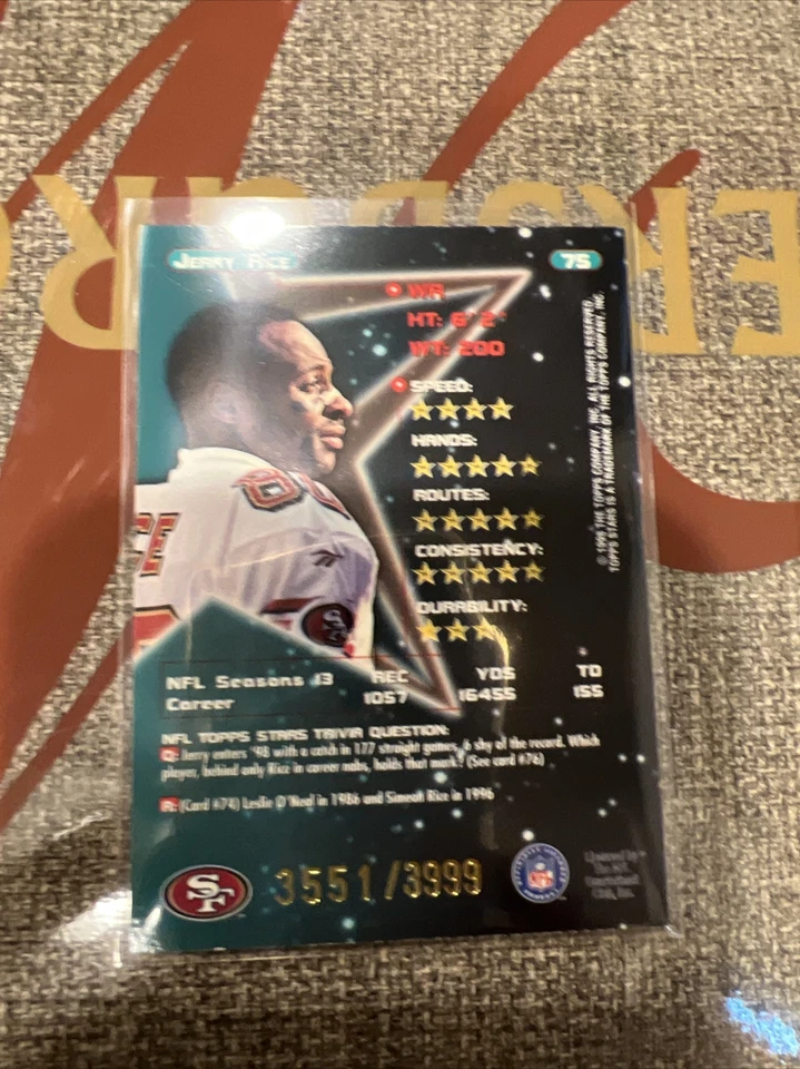 1998 Topps Stars Jerry Rice SF 49ers Silver Parallel #3551/3999 🔥 05/12 - Image 3 of 4