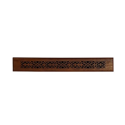 Small Narrow Brown Wood Rectangular Carving Storage Accent Box ws2644