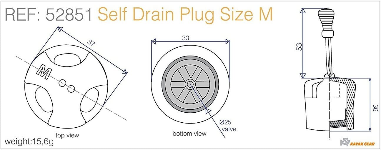 Medium Kayak Gear Self Draining Scupper (Pair)