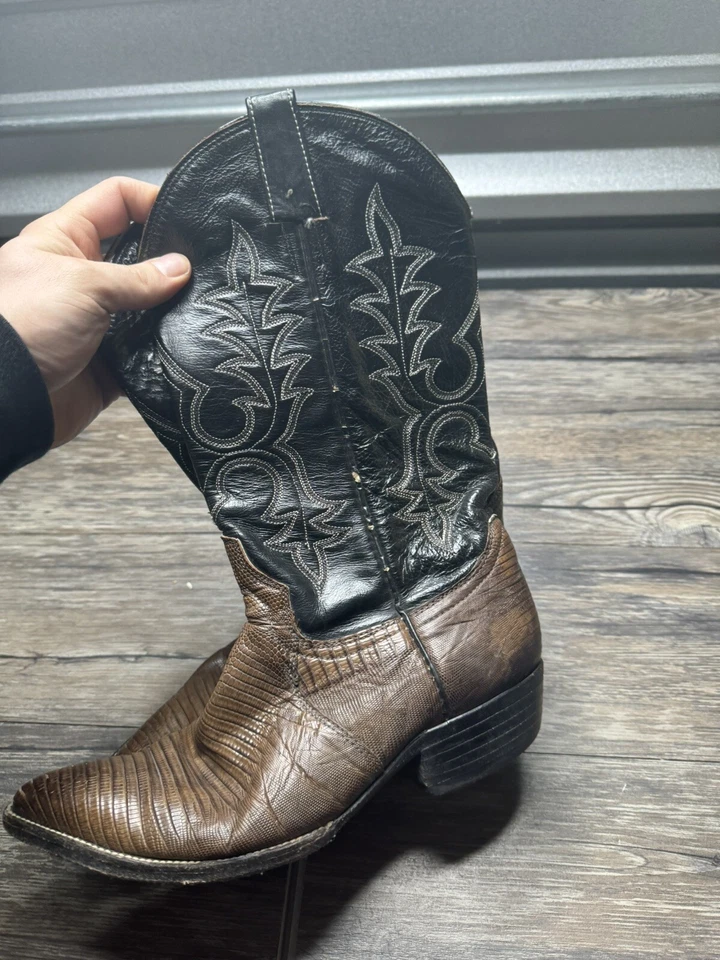 Botas de Vaquero Tony Lama De Colección Para Hombre Cuero y Tacones Lagarto Talla 6.5 Foto 3 de 4