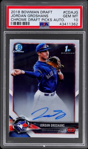 Jordan Groshans 2018 Bowman Draft Chrome #BDC-56 1st Bowman Auto PSA10