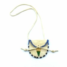 Vintage Small Beaded Buckskin Medicine Pouch 5